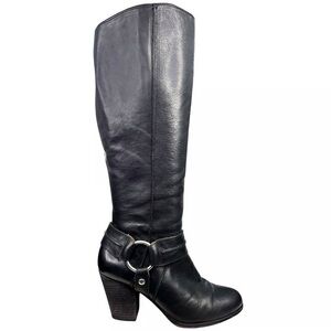 Frye Essa Black Leather Heeled Riding Boots 9